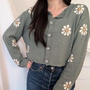 cropped daisy cardigan